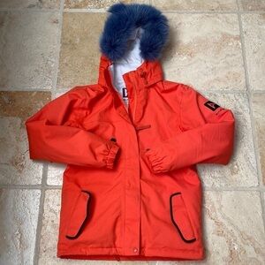 Anakie 3 in 1 snowboard/ski jacket Womens S Winter Warm Ski Coat Faux Fur Orange